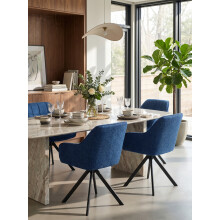 (Blue, Set of 4) GOEURVANT Swivel Dining Chairs - Chenille