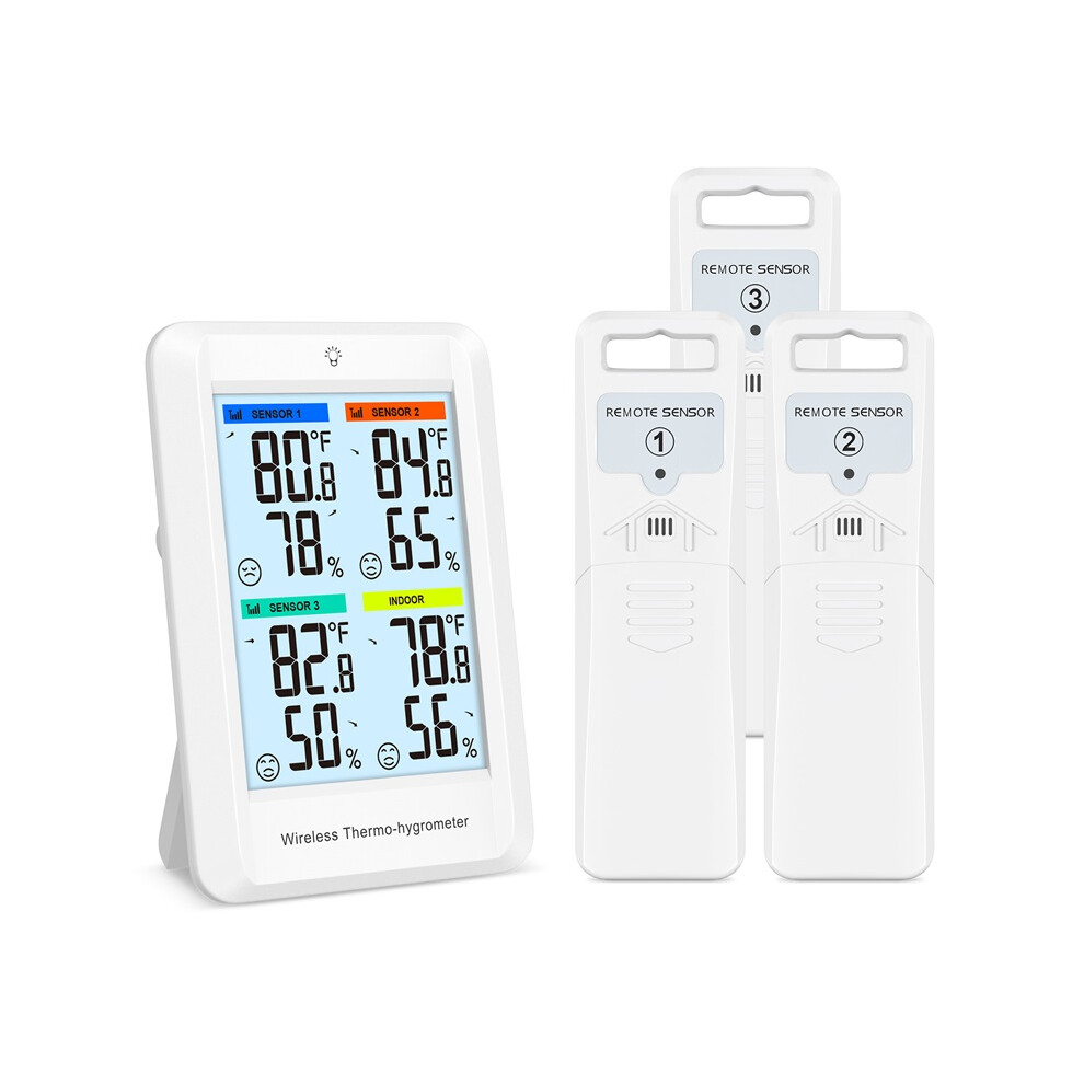 Stoyotu Digital Wireless Thermometer Indoor Hygrometer Temperature Humidity Monitor With 3 Outdoor Sensors
