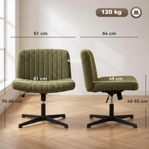 Homcom HOMCOM Desk Chair with Wide Seat, Thick Padding, Rock Function, Green 1