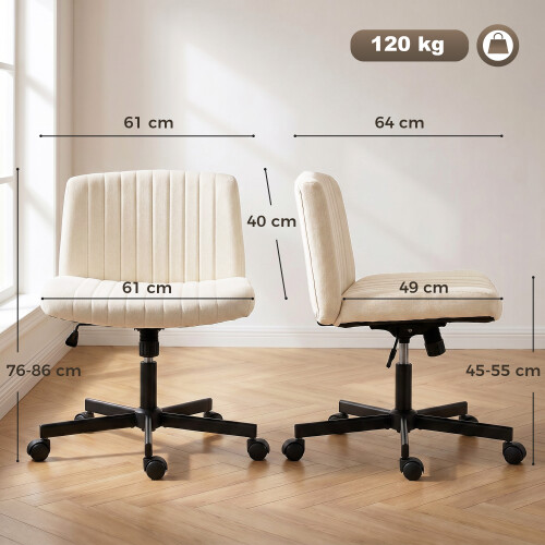 Homcom HOMCOM Desk Chair with Wide Seat, Thick Padding, Rock Function, Cream 1