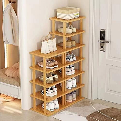Bamboo Shoe Rack 12-Tier Vertical Organizer