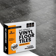 (Black Marble, Pack of 50) Self Adhesive Vinyl Floor Tiles - Peel and Stick Floor Tiles, Durable Stick on Vinyl Flooring
