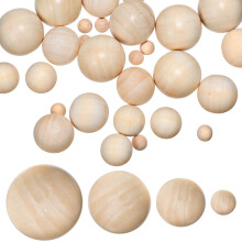 40 piezas de accesorios de bolas de madera maciza con cuentas de hemu de colores, esferas de madera sin agujeros, adornos para el hogar, manualidades