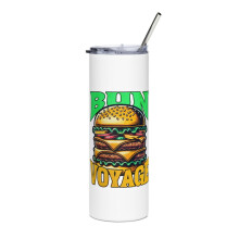Gobelet fin et rigolo pour les amoureux des hamburgers, Bun Voyage (blanc)
