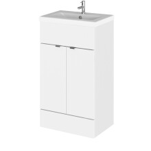 Alrewas Contemporary 2 Door Floor Standing Vanity Unit with Basin, Gloss White, 500mm