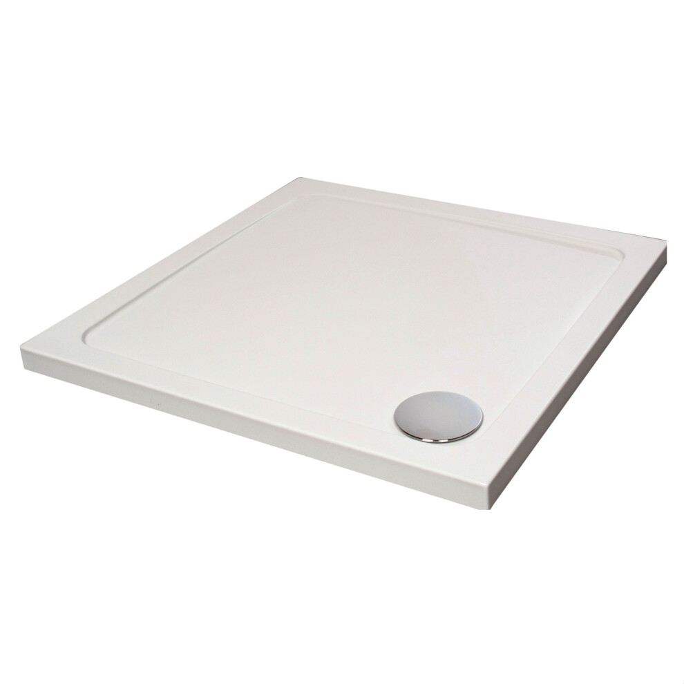 Balterley White Rectangular Stone Anti-Slip Shower Tray With Corner Waste Position - 760 X 760Mm