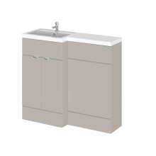 Alrewas Contemporary 2 Door Left-Hand Floor Standing Combination Unit with Basin, Pebble Grey, 1000mm