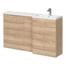 Alrewas Contemporary 2 Door Right-Hand Floor Standing Combination Unit with Basin, Bleached Oak, 1500mm