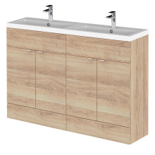 Alrewas Contemporary 4 Door Floor Standing Vanity Unit with Basin, Bleached Oak, 1200mm