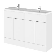 Alrewas Contemporary 2 Door Floor Standing Vanity Unit with Basin, Gloss White, 1200mm