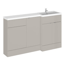 Alrewas Contemporary 2 Door Right-Hand Floor Standing Combination Unit with Basin, Pebble Grey, 1500mm