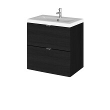 Alrewas Contemporary 2 Drawer Wall Hung Vanity Unit with Basin, Charcoal Black, 500mm