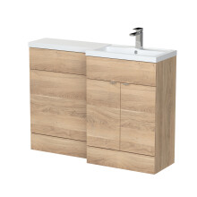Alrewas Contemporary 2 Door Right-Hand Floor Standing Combination Unit with Basin, Bleached Oak, 1200mm