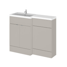 Alrewas Contemporary 2 Door Left-Hand Floor Standing Combination Unit with Basin, Pebble Grey, 1100mm