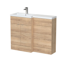 Alrewas Contemporary 2 Door Left-Hand Floor Standing Combination Unit with Basin, Bleached Oak, 1100mm