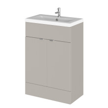 Alrewas Contemporary 2 Door Floor Standing Vanity Unit with Basin, Pebble Grey, 600mm