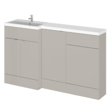 Alrewas Contemporary 2 Door Left-Hand Floor Standing Combination Unit with Basin, Pebble Grey, 1500mm