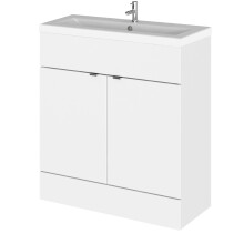 Alrewas Contemporary 2 Door Floor Standing Vanity Unit with Basin, Gloss White, 800mm
