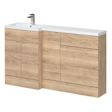 Alrewas Contemporary 2 Door Left-Hand Floor Standing Combination Unit with Basin, Bleached Oak, 1500mm