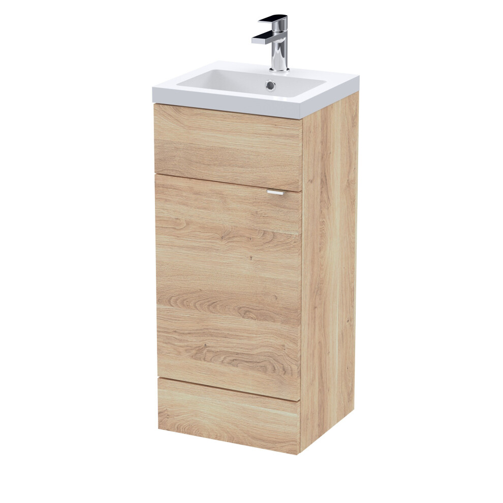 Balterley Alrewas Contemporary 1 Door Floor Standing Vanity Unit With Basin, Bleached Oak, 400Mm