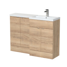 Alrewas Contemporary 2 Door Right-Hand Floor Standing Combination Unit with Basin, Bleached Oak, 1200mm