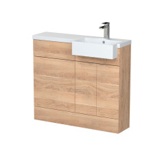 Alrewas Contemporary 2 Door Right-Hand Floor Standing Combination Unit with Basin, Bleached Oak, 1000mm