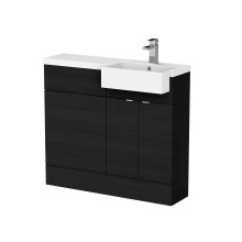 Alrewas Contemporary 2 Door Right-Hand Floor Standing Combination Unit with Basin, Charcoal Black, 1000mm