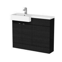 Alrewas Contemporary 2 Door Left-Hand Floor Standing Combination Unit with Basin, Charcoal Black, 1100mm