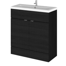 Alrewas Contemporary 2 Door Floor Standing Vanity Unit with Basin, Charcoal Black, 800mm