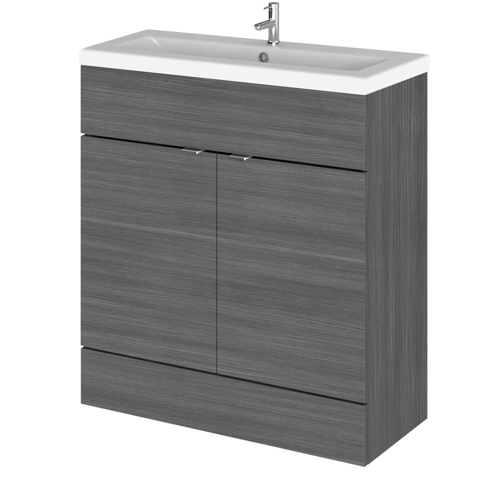 Balterley Alrewas Contemporary 2 Door Floor Standing Vanity Unit With Basin, Anthracite Woodgrain, 800Mm