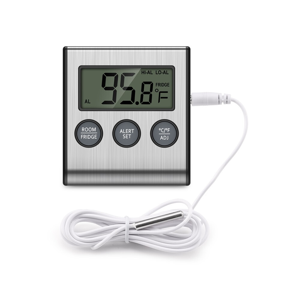 Stoyotu (Grey) Refrigerator Thermometer Freezer Thermometer With External Probe Digital Fridgethermometer For Home Kitchen Restaurants