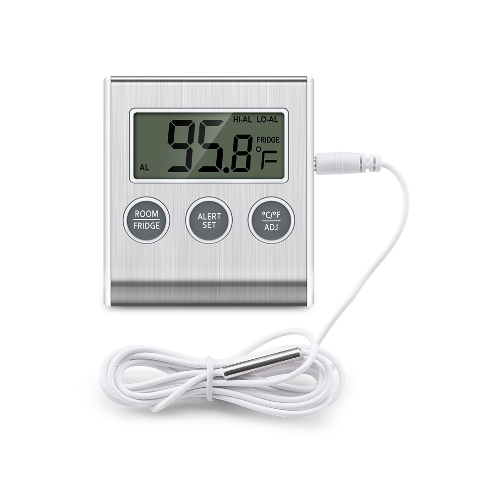Stoyotu (White) Refrigerator Thermometer Freezer Thermometer With External Probe Digital Fridgethermometer For Home Kitchen Restaurants