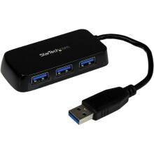 .com 4-Port USB 3.0 SuperSpeed Hub – Tragbarer Mini-Multiport-USB-Reisedock – USB-Extender Schwarz für Unternehmen