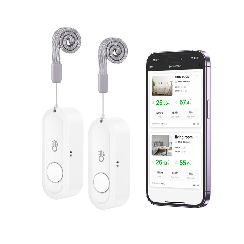 Stoyotu Bluetooth Hygrometer 2Pcs Wireless Thermometer Indoor Temperature Humidity Sensor Temp Humidity Monitor