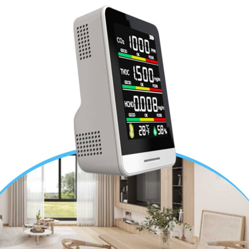 Mosiee5in1 Luchtkwaliteitsmonitor Gasanalysator Temperatuur Vochtigheidsmonitor