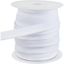 Fita de viés branca de 20 jardas com cordão de acabamento para costura, patchwork, bainha e artesanato em geral. Poliéster, 0,4 polegadas.