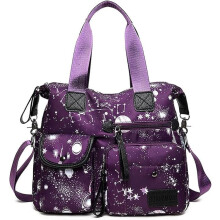 Sac cabas pour femme, sac à main spacieux en nylon avec poignée, multiples poches, fermeture éclair et bandoulière, sac à bandoulière léger