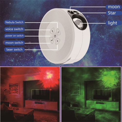 Projetor de luz YOBOLK com ruído branco e Bluetooth, ideal para quarto, teto e decoração de ambientes. 2