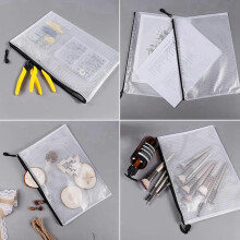 Bolsa de malla impermeable con cremallera para archivadores, tamaño A4, ideal para artículos de oficina y almacenamiento de viaje.