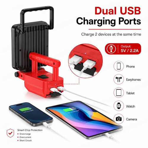 60W 9000LM LED Work Light with Dual USB  for  M18 Fits 18V Battery 2