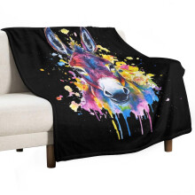 Couverture de Noël ultra douce avec un adorable âne, en flanelle microfibre, idéale pour canapé, lit ou sofa. Douce et chaude, 76 x 102 cm.