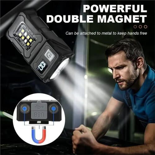 USB Rechargeable LED Flashlight Portable Magnet Work Light Super Bright Camping Light COB Emergency Flashlight 1