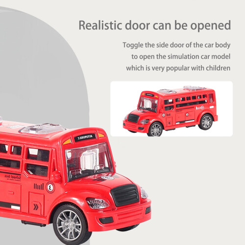 Speelgoed schoolbus voor peuters van 1-3 jaar, rood plastic. 2