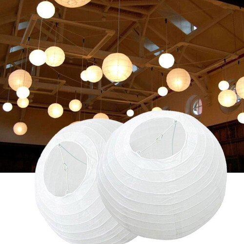 Round white paper lantern 30 cm hanging lampshade 2