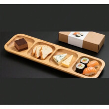 Plateau de service en bambou pour gâteaux, fruits, noix et bonbons, 1 pièce, 10 x 33 cm