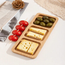 Plateau de service en bambou pour gâteaux, fruits, noix et bonbons, 1 pièce, 10 x 25 cm