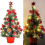 Pre-Lit Mini Christmas Tree 18 inch Green with Silver 6