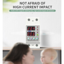 5X Riel DIN Doble Pantalla Ajustable Sobre Voltaje Corriente Y Bajo Voltaje Dispositivo Protector Relé Protector 40A 220 V 230 V