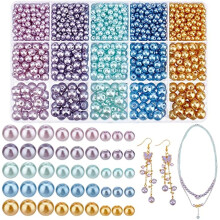 1100 Stück Glasperlen, 8 mm, 6 mm, 4 mm, satiniert glänzend, bemalt, lose Zwischenperlen für Schmuckherstellung, Vasenfüllung