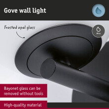 Paulmann 71074 LED wall luminaire Selection Bathroom Gove IP44 3000K 400lm 230V 5W black matt, satin bathroom luminaire